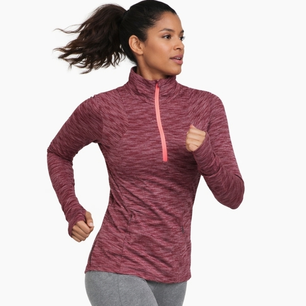 Lululemon Kanto Catch Me Running 1/2 Zip Top in Heathered Bordeaux Drama Size 4
